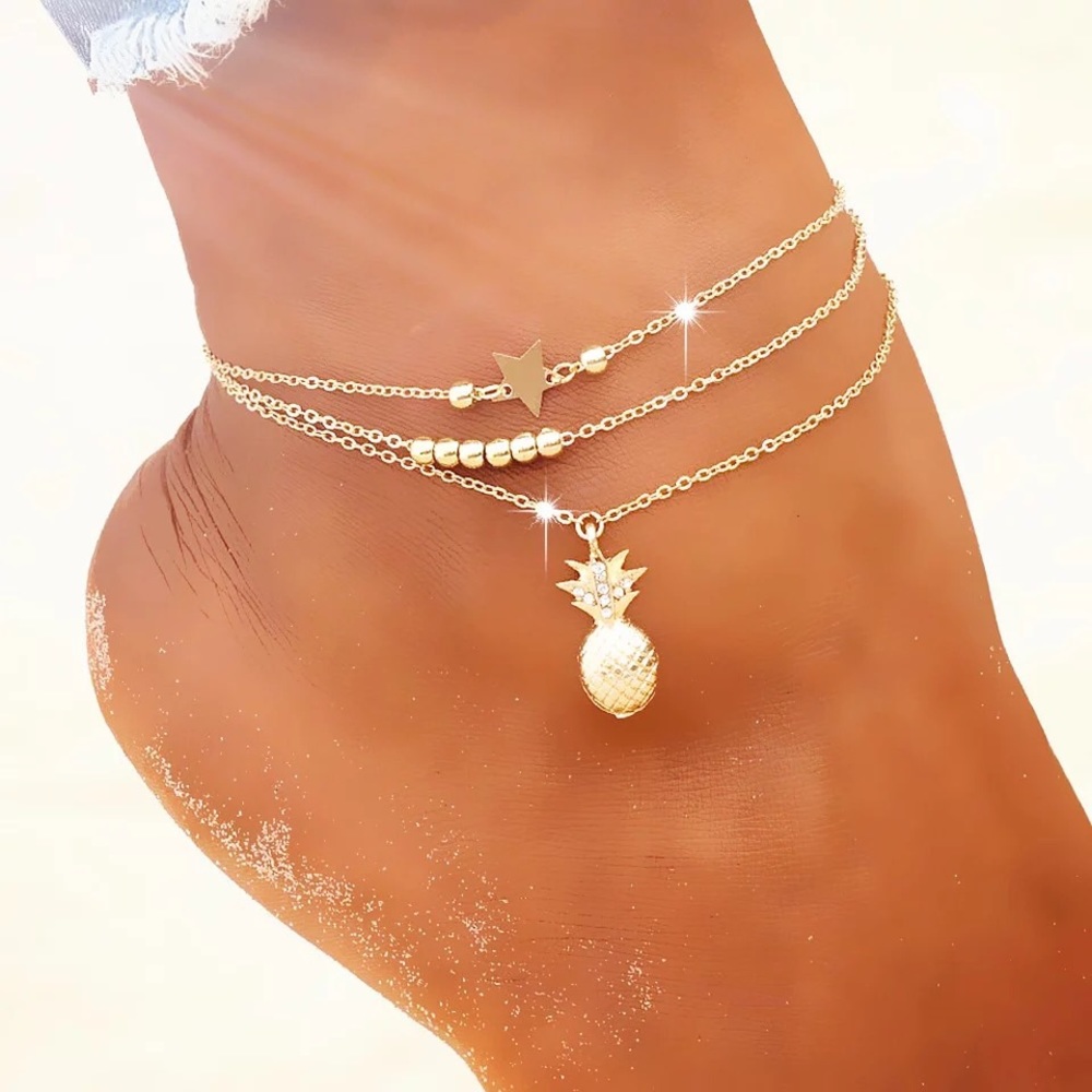 Pineapple Anklet Set Delicate Jewelry